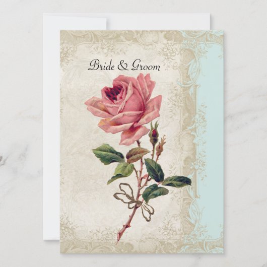 Roos met barokke stijl Aqua n Cream Lace Kaart (Voorkant)