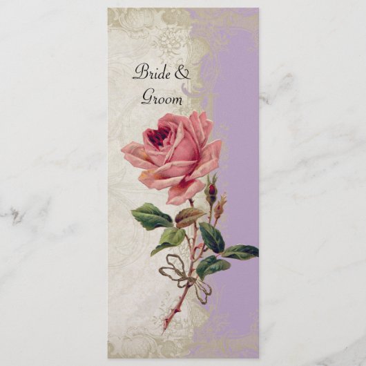  Roos met barokke stijl Lila in Cream Lace Menu (Voorkant)