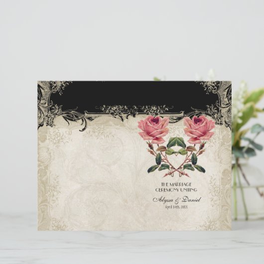  Roos met barokke stijl zwart in Cream Lace (Staand voorkant)