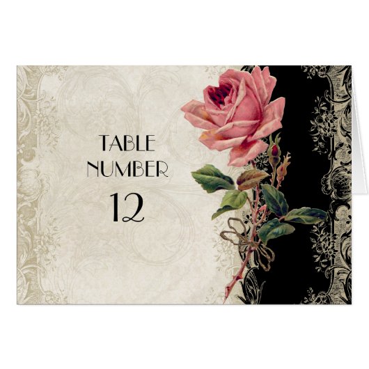 Roos met barokke stijl zwart in Cream Lace (Voorkant Horizontaal)