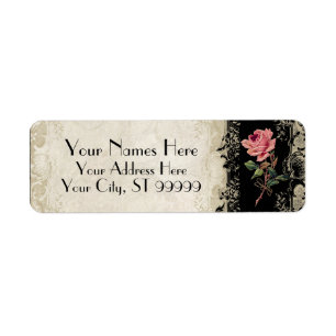 Roos met barokke stijl zwart in Cream Lace Etiket