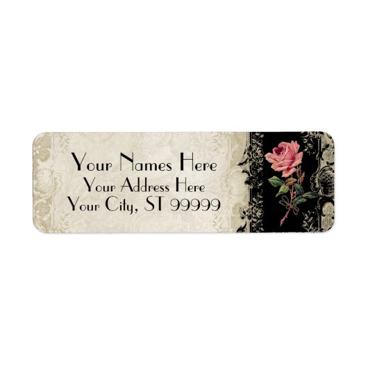  Roos met barokke stijl zwart in Cream Lace Etiket (Voorkant)