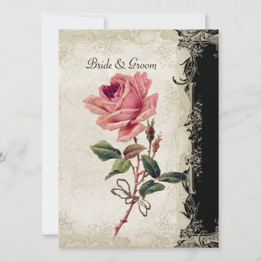  Roos met barokke stijl zwart in Cream Lace Kaart (Voorkant)