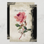  Roos met barokke stijl zwart in Cream Lace Kaart (Voorkant / Achterkant)
