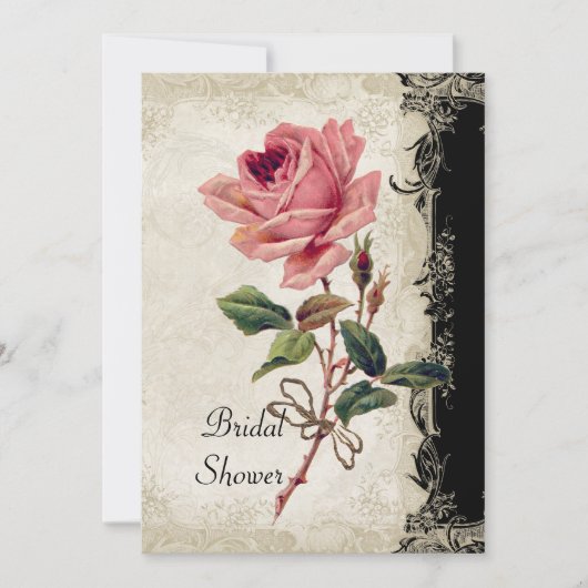  Roos met barokke stijl zwart in Cream Lace Kaart (Voorkant)