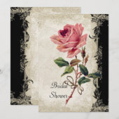  Roos met barokke stijl zwart in Cream Lace Kaart (Voorkant / Achterkant)