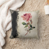  Roos met barokke stijl zwart in Cream Lace Kussen (Deken)