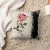 Roos met barokke stijl zwart in Cream Lace Kussen (Deken)