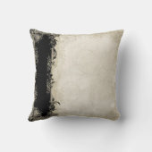 Roos met barokke stijl zwart in Cream Lace Kussen (Achterkant)