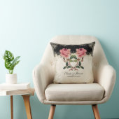  Roos met barokke stijl zwart in Cream Lace Kussen (Stoel)