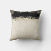  Roos met barokke stijl zwart in Cream Lace Kussen (Achterkant)