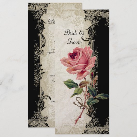 Roos met barokke stijl zwart in Cream Lace Menu (Voorkant / Achterkant)