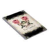 Roos met barokke stijl zwart in Cream Lace Notitieboek (Rechterzijde)