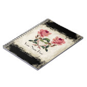 Roos met barokke stijl zwart in Cream Lace Notitieboek (Linkerzijde)