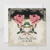  Roos met barokke stijl zwart in Cream Lace Save The Date (Voorkant)