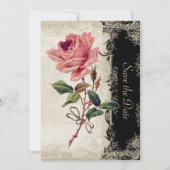 Roos met barokke stijl zwart in Cream Lace Save The Date (Voorkant)