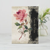  Roos met barokke stijl zwart in Cream Lace Save The Date (Staand voorkant)