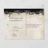 Roos met barokke stijl zwart in Cream Lace Uitnodiging Briefkaart (Achterkant)