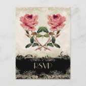  Roos met barokke stijl zwart in Cream Lace Uitnodiging Briefkaart (Voorkant)
