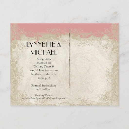  Roos met barokstijl Aankondigingskaart (Achterkant)