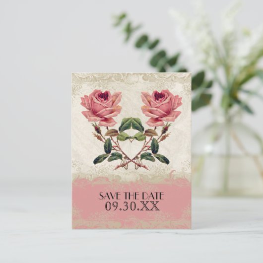  Roos met barokstijl Aankondigingskaart (Staand voorkant)