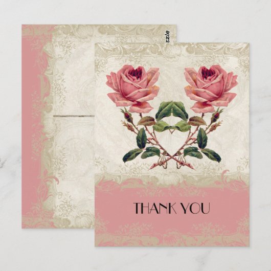 Roos met barokstijl Briefkaart (Voorkant / Achterkant)