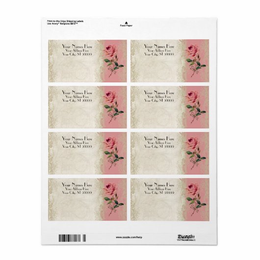  Roos met barokstijl Etiket (Full Sheet)