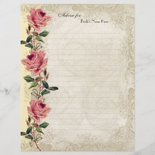  Roos met barokstijl Geel n Cream Lace Flyer (Voorkant)