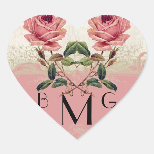  Roos met barokstijl Hart Sticker (Voorkant)
