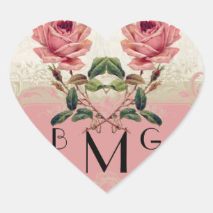  Roos met barokstijl Hart Sticker