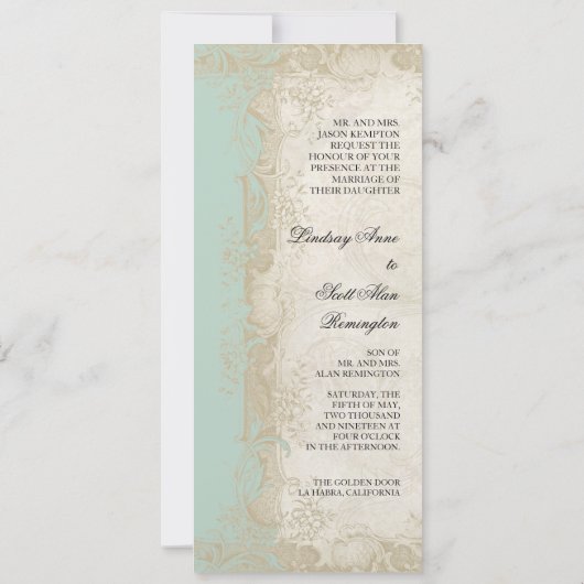 Roos met barokstijl Mint n Cream Lace Kaart (Achterkant)