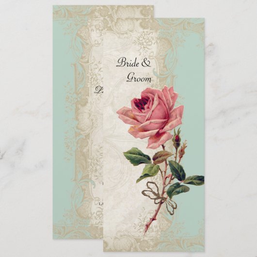 Roos met barokstijl Mint n Cream Lace Kaart (Voorkant / Achterkant)