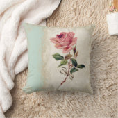 Roos met barokstijl Mint n Cream Lace Kussen (Deken)