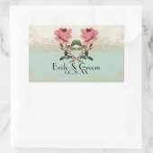  Roos met barokstijl Mint n Cream Lace Rechthoekige Sticker (Tas)