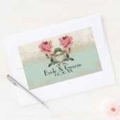  Roos met barokstijl Mint n Cream Lace Rechthoekige Sticker (Envelop)