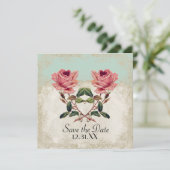  Roos met barokstijl Mint n Cream Lace Save The Date (Staand voorkant)