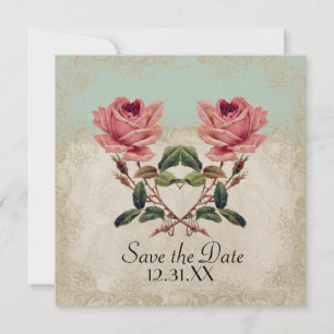 Roos met barokstijl Mint n Cream Lace Save The Date