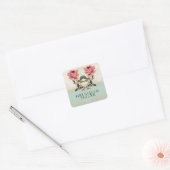  Roos met barokstijl Mint n Cream Lace Vierkante Sticker (Envelop)