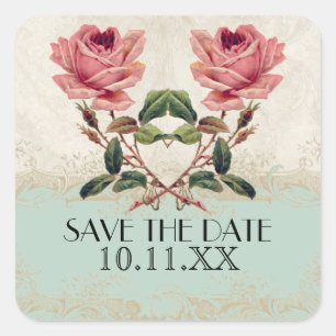Roos met barokstijl Mint n Cream Lace Vierkante Sticker