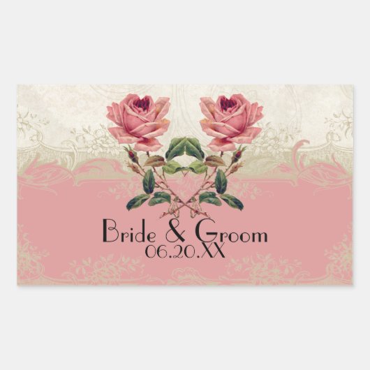  Roos met barokstijl Rechthoekige Sticker (Voorkant)