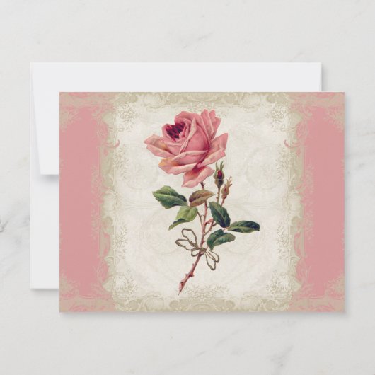  Roos met barokstijl RSVP Kaartje (Achterkant)