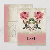  Roos met barokstijl Uitnodiging Briefkaart (Voorkant / Achterkant)