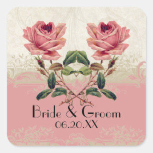  Roos met barokstijl Vierkante Sticker