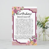Roos met Birthday word search game striped (Staand voorkant)