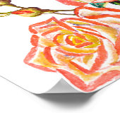 Roos met bladeren waterverf naadloos poster (Hoek)