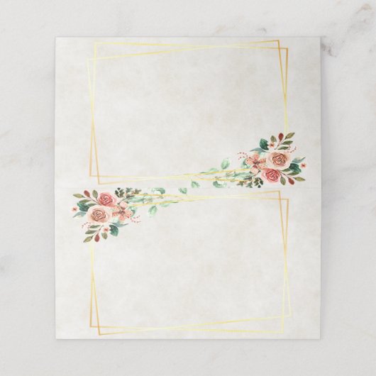  roos met blanco budget en goudbruiloft plaatskaartje (Buitenkant ongevouwen)