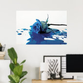 Roos met blauw bloeden poster (Thuiskantoor)
