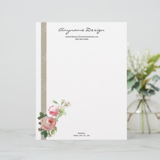 Roos met briefhoofd (Staand voorkant)