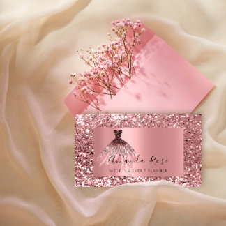 Roos met champaign Gold Wedding Event Planner Styl Afsprakenkaartje