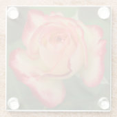 Roos met dubbele afmeting roze rode rand glazen onderzetter (Achterkant)